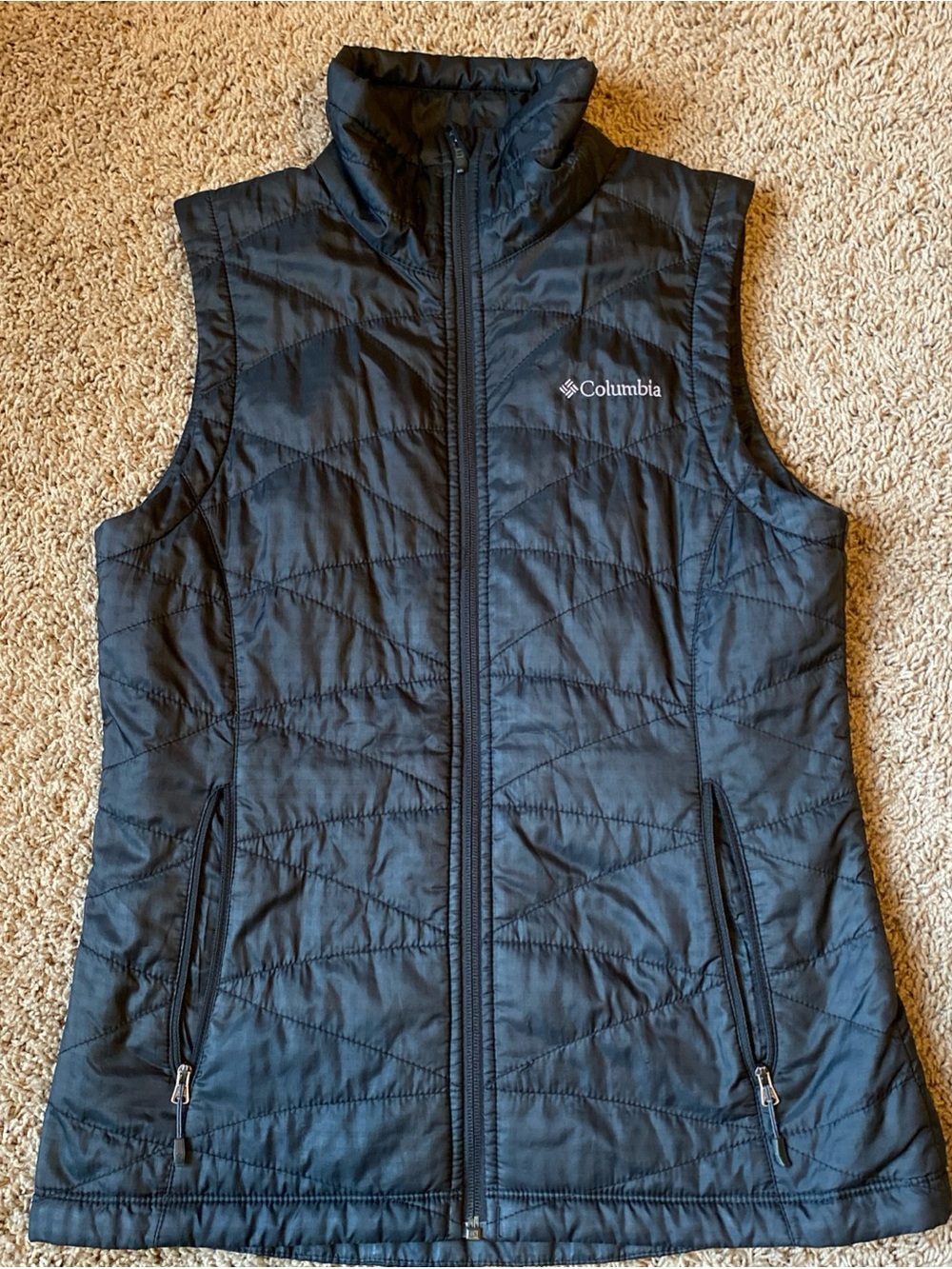 Columbia Omni-Heat Women's S Black Puffer Vest Full Zip Outdoors Hiking Camping